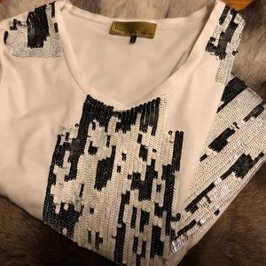 Nicole Miller fitted white sequin dress